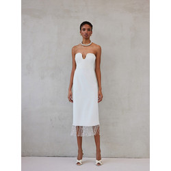 Mix & Match Valentina Midi Καλοκαιρινό Φόρεμα για Γάμο / Βάπτιση Λευκό SS2608