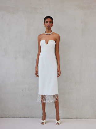 Mix & Match Valentina Midi Καλοκαιρινό Φόρεμα για Γάμο / Βάπτιση Λευκό SS2608