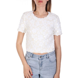 Michael Kors Γυναικείο Καλοκαιρινό Crop Top με Παγιέτες Λευκό MS55100HHS