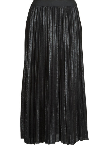 Betty London Μίντι Φούστα Σατέν Ψηλόμεση Πλισέ Μαύρη H55-NOIR