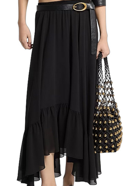 Michael Kors Georgette Μακριά Φούστα Υφασμάτινη Πλισέ Μαύρη MT670N27R3-001
