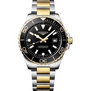 Longines HydroConquest Ανδρικό Ρολόι με Ασημί Χρυσό Μεταλλικό Μπρασελέ L3.769.3.56.7