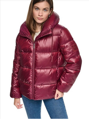 DKNY Γυναικείο Μπουφάν Χειμωνιάτικο Puffer Μακρύ Μπορντό DJ6J6113-00Q5