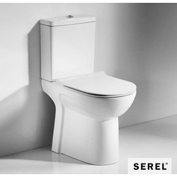 Serel Senior Λεκάνη Τουαλέτας ΑΜΕΑ Πίσω Σιφώνι με Καζανάκι & Κάλυμμα Slim Soft Close Λευκή 9001SC