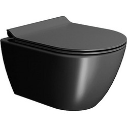 GSI Pura/50 Swirlflush Λεκάνη Τουαλέτας Κρεμαστή χωρίς Καζανάκι με Κάλυμμα Slim Soft Close Μαύρη 881600SC-401