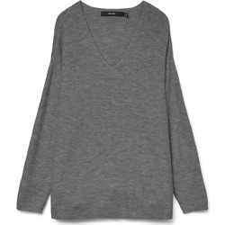 Vero Moda Γυναικεία Πλεκτή Μπλούζα με V Λαιμόκοψη Ανθρακί 10233357