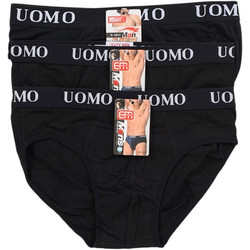 Uomo Ανδρικά Σλιπ Βαμβακερά Μαύρα 3Pack 1017