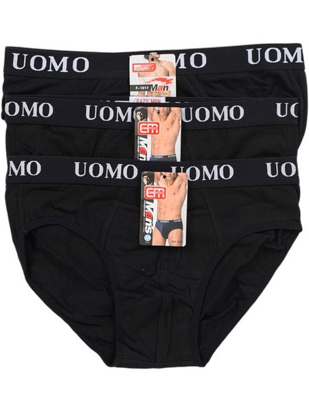 Uomo Ανδρικά Σλιπ Βαμβακερά Μαύρα 3Pack 1017