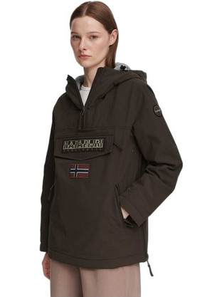 Napapijri Rainforest Γυναικείο Μπουφάν Χειμωνιάτικο Pullover Μακρύ Αδιάβροχο Σοκολατί NP0A4GM6-WT3