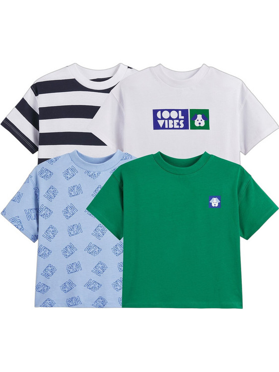 La Redoute Σετ Παιδικά T-Shirt Κοντομάνικα Λευκό Μαύρο Πράσινο Γαλάζιο 351237908