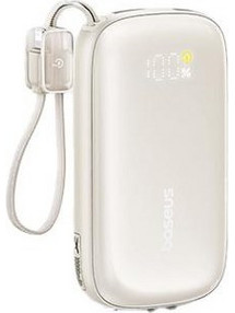 Baseus EnerFill FC21 QPow 3 Ultra Power Bank 10000mAh 45W με Ενσωματωμένα Καλώδια USB-C & Lightning Natural Titanium