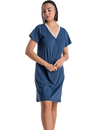 Rachel Mini Καλοκαιρινό Καθημερινό Φόρεμα Μεταξωτό Navy Μπλε 13690