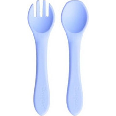 Zingies Han Σετ Βρεφικό Πιρούνι & Κουτάλι Σιλικόνης 6m+ Γαλάζιο 2τμχ