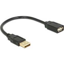DeLOCK 82457 Καλώδιο USB-A Male 2.0 to USB-A Female 0.15m Black