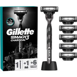 Gillette Mach 3 Charcoal Ξυραφάκι με Ανταλλακτικές Κεφαλές με 3 Λεπίδες & Λιπαντική Ταινία 8τμχ