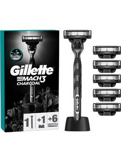 Gillette Mach 3 Charcoal Ξυραφάκι με Ανταλλακτικές Κεφαλές με 3 Λεπίδες & Λιπαντική Ταινία 8τμχ