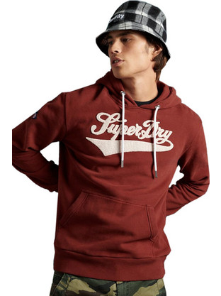 Superdry College Chenille Ανδρικό Αθλητικό Φούτερ με Κουκούλα Μπορντό M2011159A-4ZW