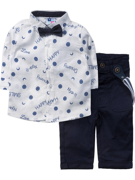 New College Βρεφικό Σετ για Αγόρι Λευκό Navy Μπλε 35-8200