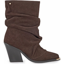 Bronx Γυναικεία Μποτάκια Cowgirl Suede Σοκολατί με Χοντρό Χαμηλό Τακούνι 34365-OC