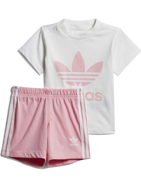 Adidas Βρεφικό Σετ για Κορίτσι Καλοκαιρινό Λευκό Ροζ DV2815