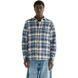 Wrangler Ανδρικό Πουκάμισο Βαμβακερό Καρό Μακρυμάνικο Κανονική Γραμμή Μπλε 112386998