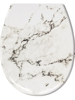 Safety Vision Marble Καπάκι Λεκάνης Οβάλ Πλαστικό Soft Close Λευκό Μαύρο 45x37cm 1843-901075