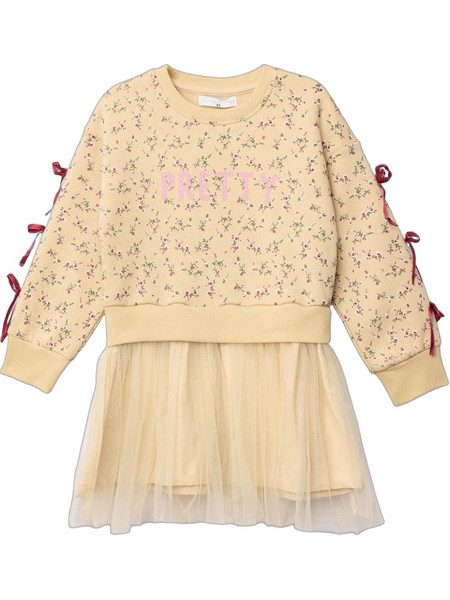 Funky Παιδικό Φόρεμα με Τούλι Floral Μπεζ 227-728103-1