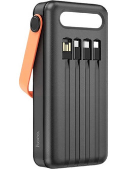 Hoco DB33 Plus Ηλιακό Power Bank 30000mAh 22.5W με Ενσωματωμένα Καλώδια USB-C Lightning & micro USB Quick Charge 3.0 & Power Delivery Black