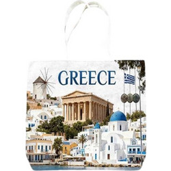 Tradesor Greece Υφασμάτινη Τσάντα Θαλάσσης Ώμου Λευκή 40x45cm 871998