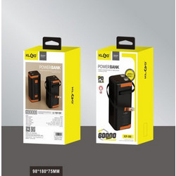 KLGO KP-99 Power Bank 60000mAh 22.5W με Ενσωματωμένο Καλώδιο USB-C Power Delivery Black