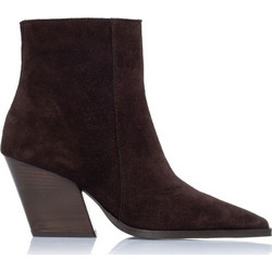 Sante Γυναικεία Μποτάκια Cowgirl Suede Σοκολατί με Χοντρό Χαμηλό Τακούνι 26-535-50