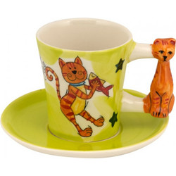 WM Collection Σετ Φλιτζάνια Espresso & Ελληνικού Καφέ Πορσελάνης Πολύχρωμα 125ml 6τμχ N396