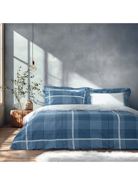Nima Σετ Σεντόνια Υπέρδιπλα Βαμβακερά 240x260 Luminous White Blue