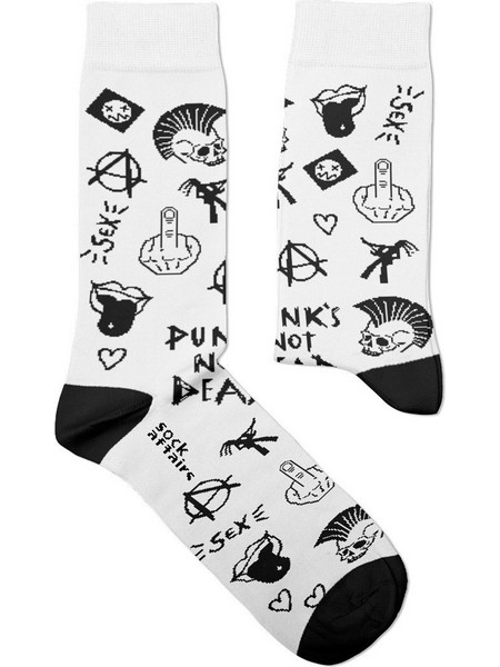 Sock Affairs Punk's Not Dead Ανδρικές Κάλτσες Ψηλές με Σχέδια Λευκές 95-SS-PUNK