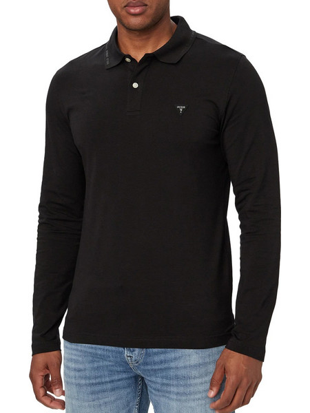 Guess Ανδρική Μπλούζα Polo Μακρυμάνικη Μαύρη M6YP36K4395-JBLK