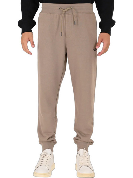 Double Ανδρικό Παντελόνι Φόρμας Fleece με Λάστιχο Μπεζ 262MPAN-6057