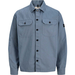 Jack & Jones Ανδρικό Πουκάμισο Βαμβακερό Μακρυμάνικο Κανονική Γραμμή Overshirt Πετρόλ 12300937