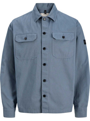 Jack & Jones Ανδρικό Πουκάμισο Βαμβακερό Μακρυμάνικο Κανονική Γραμμή Overshirt Πετρόλ 12300937