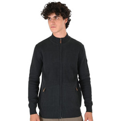 Double Ανδρική Ζακέτα Πλεκτή με Φερμουάρ Μαύρη KNIT-8077