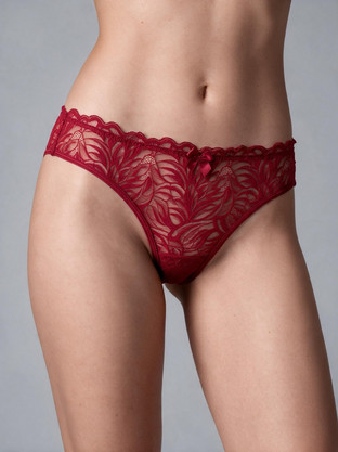 Milena By Paris Γυναικείο Sexy Slip με Δαντέλα Κόκκινο 8555