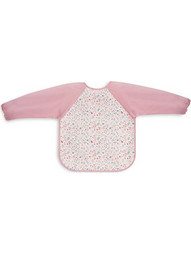 Interbaby Petalos Flores Αδιάβροχη Σαλιάρα Ποδιά Πλαστική με Αυτοκόλλητο & Μανίκια Ροζ