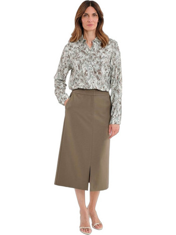 Gerry Weber Μίντι Φούστα Υφασμάτινη Ψηλόμεση Χακί N75683697038