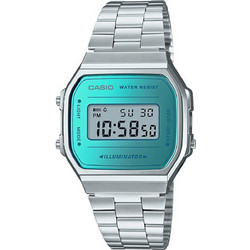 Casio Vintage Ψηφιακό Ανδρικό Ρολόι Χρονογράφος με Ασημί Μεταλλικό Μπρασελέ A-168WEM-2EF