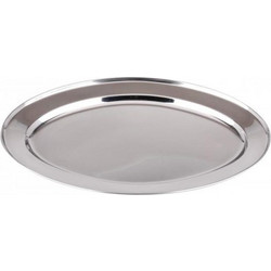 Inox Οβάλ Πιατέλα σερβιρίσματος με εξωτερική ματ υφή και διάμετρο 30 εκατοστά - Cb
