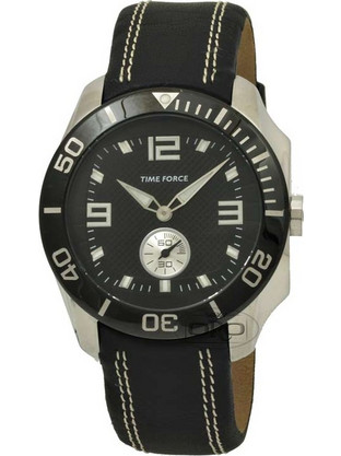 Time Force Ανδρικό Ρολόι με Μαύρο Δερμάτινο Λουράκι TF2974MA01