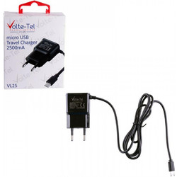 Volte-Tel Φορτιστής με Καλώδιο Micro USB Black VL25
