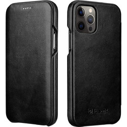 iCarer Vintage Series Curved Edge - Δερμάτινη Θήκη Apple iPhone 12 / 12 Pro - Black (RIX1201-BK)