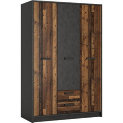 PoliHome Τρίφυλλη Ντουλάπα Ρούχων Nebraska Καφέ 128x60x196cm 161325839