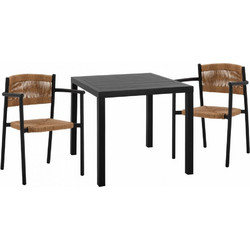 HomeMarkt Σετ Τραπεζαρία Κήπου Αλουμίνιο 3τμχ Καφέ HM11438