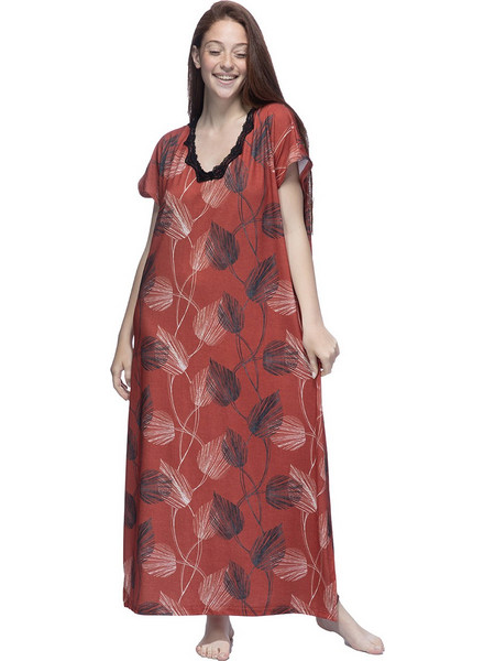 Zaboo Καφτάνι καλοκαιρινό με ζαπονέ μανίκι (Plus Size 1XL-3XL)ZB1019 Κεραμιδί